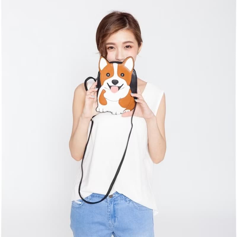 柯基犬童趣造型斜揹包/斜背包/動物包/手機包 - 酷樂村