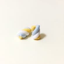 棉花糖耳環組(藍白黃配色)(兩個一組)(可改耳夾式)