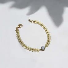 圓氐  記憶約定   金色麥穗鋯石圍繞手鍊  手工復古黃銅