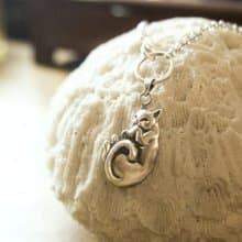 貓奴 生日 週年 愛情 聖誕 禮物 手工訂作 純銀睡覺貓孩子項鍊