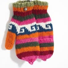 限量一件針織純羊毛保暖手套 / 2ways手套 / 露趾手套 / 內刷毛手套 / 針織手套 - 橘紅童趣色系