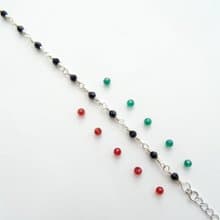 細細的 紅瑪瑙 綠瑪瑙 純銀 小自在 可調整手鍊