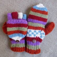 羊毛編織手套 彩紋