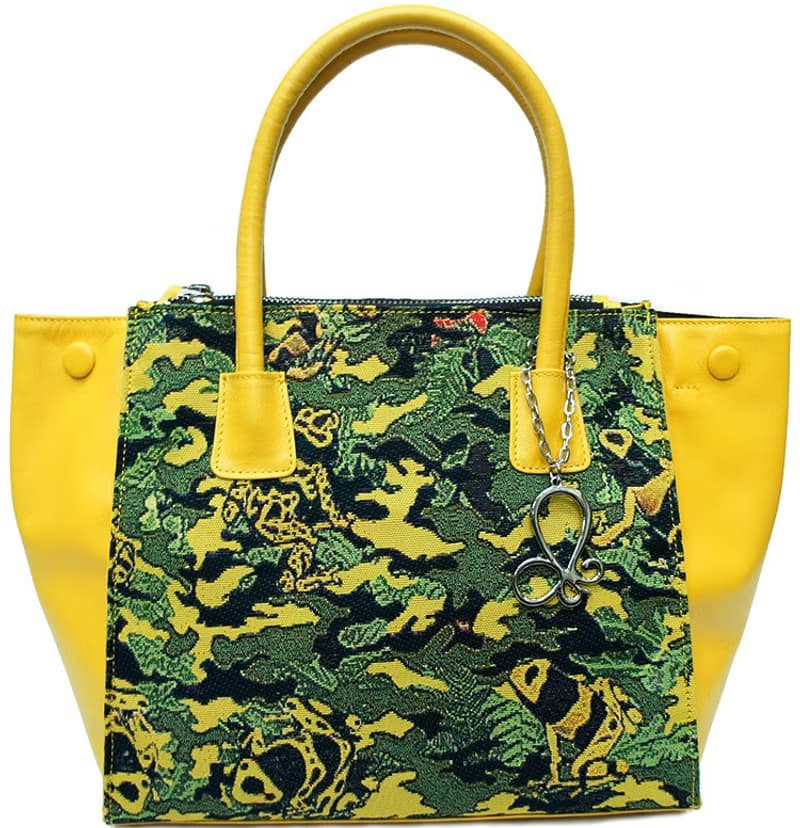 手提包 真皮/布防潑水 平織緹花 迷彩青蛙