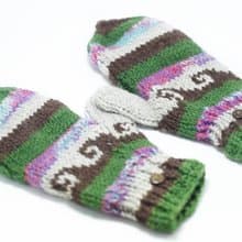 西洋情人節禮物 手織純羊毛針織手套 / 可拆卸手套 / 鉤針手套 / 保暖手套 - 薄荷巧克力