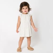 【北歐童裝】有機棉舒服透氣女孩禮服洋裝 新生兒至3歲 米白