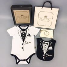 PUREST  小紳士 西裝款 短袖 寶寶彌月禮盒組 嬰兒 新生兒 送禮