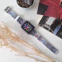 Apple / Samsung Watch 彩色民族圖案真皮硅膠錶帶,適合任何型號