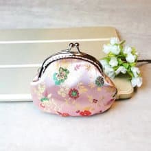 粉紅色碎花絲錦緞口金包 零錢包(CS-007)