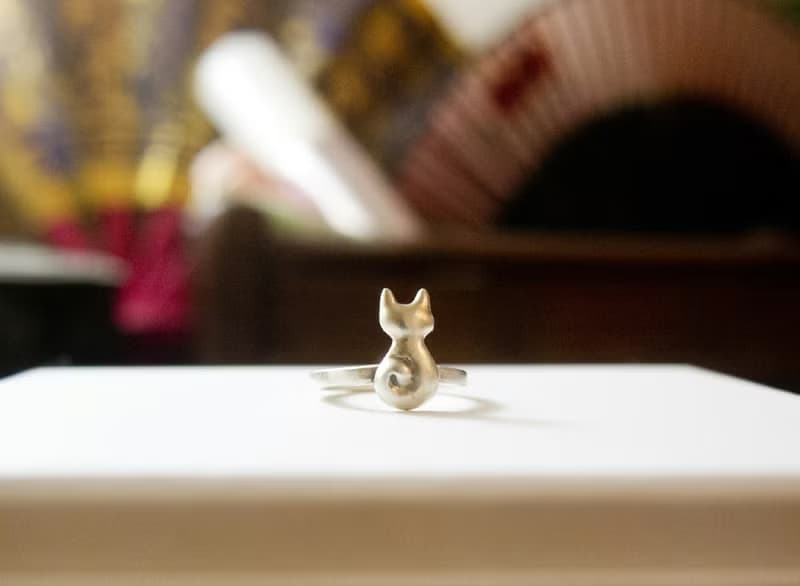 貓奴 生日 週年 愛情 聖誕 禮物 手工訂作 純銀小貓尾戒