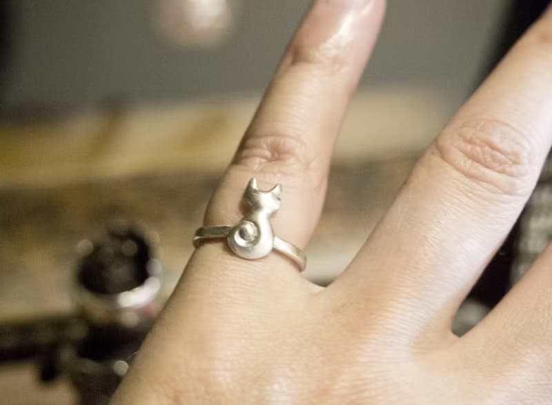 貓奴 生日 週年 愛情 聖誕 禮物 手工訂作 純銀小貓尾戒