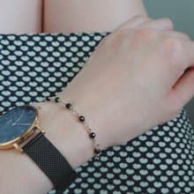 細細的 黑瑪瑙 純銀 小自在 可調整手鍊