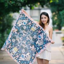 快樂動物的演奏會  手工圍巾/絲巾  內含 4 張水彩明信片