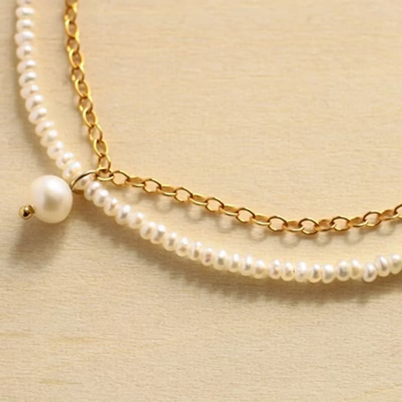 ブレスレット・淡水パールと14KGFのまるで糸のような華奢で大人っぽいブレスレット・ThreadBr01