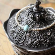 Journal 日神 / 淡水珍珠、藍松石、月光石、純銀手鍊手環