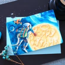 【Pin】月球背面│印刷水彩插畫│生日卡│附自選顏色信封