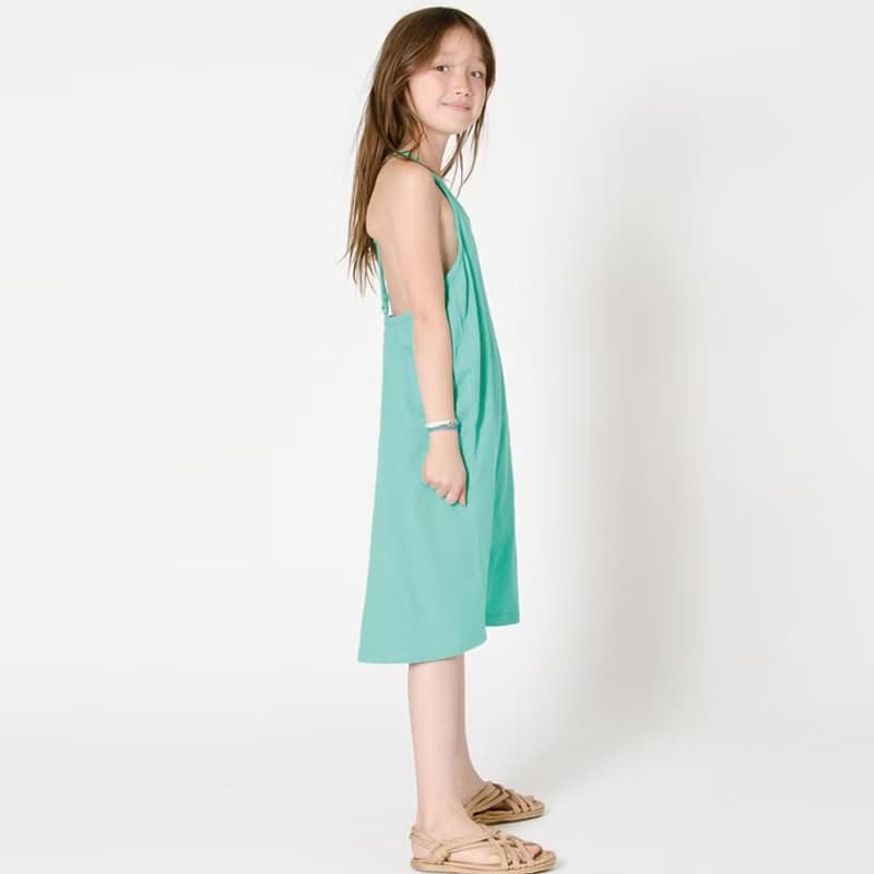【北歐童裝】瑞典有機棉女孩長洋裝2歲至12歲_綠