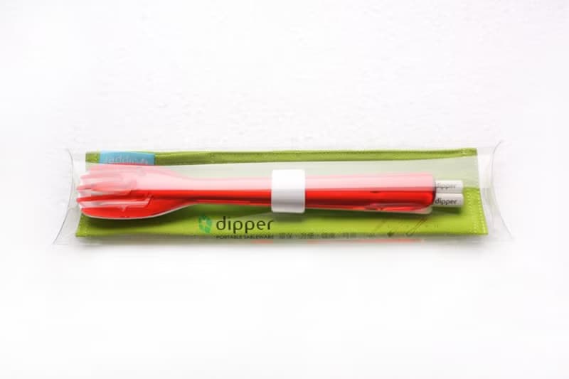dipper 3合1SPS環保餐具組-莓果紅叉