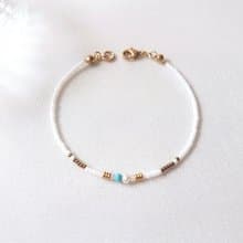 蒂卡波湖 ‧ 土耳其藍 水晶 珍珠 串珠 細手環