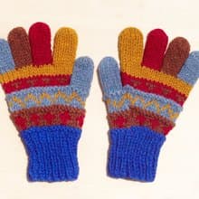 聖誕禮物 限量一件手織純羊毛針織手套 / 羊毛手套 / 保暖手套 - 童趣系條紋