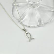 魚線條造型項鍊 純銀 Jesus Fish,Ichthys