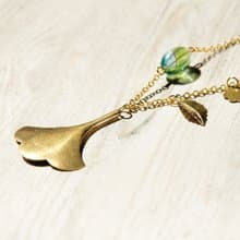 情人節禮物 / 植物系 / 法式黃銅項鍊 鎖骨鍊 短鍊 長鍊 - 森林銀杏葉片