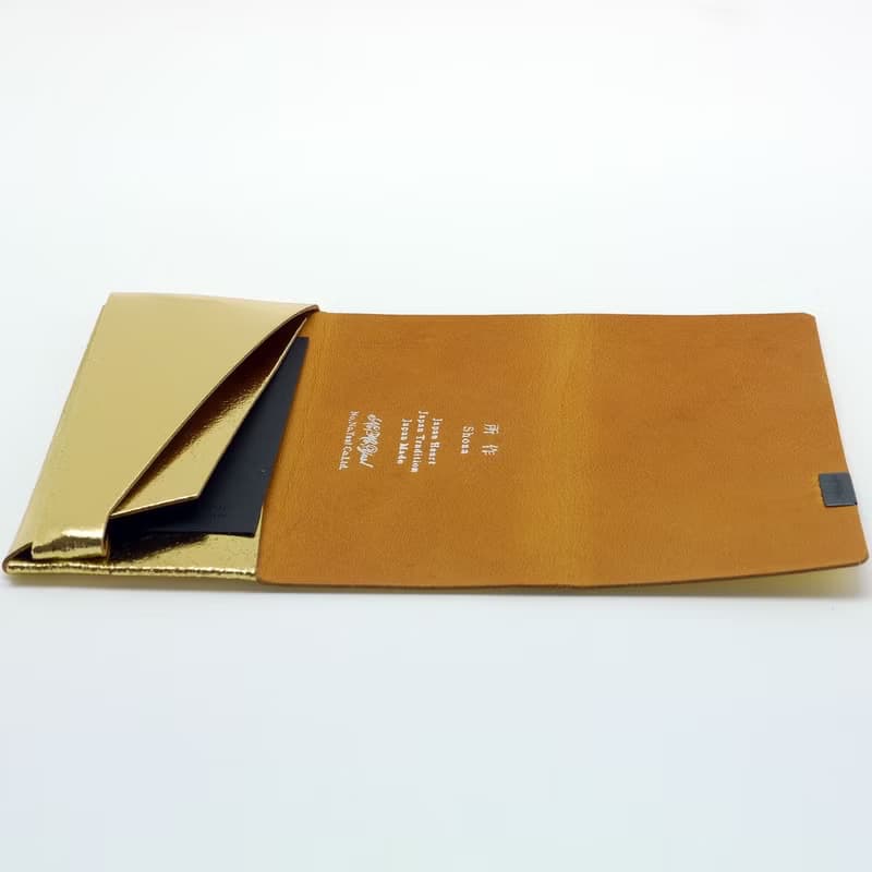 日本手工-所作Shosa 植鞣牛皮 名片夾/卡夾 - 時尚內斂款/金駝
