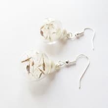 Rosy Garden 幸褔的歌蒲公英種子玻璃球鉤式耳環 可換耳夾式