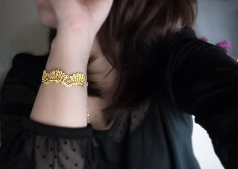 Queen Elisabeth伊莉莎白皇冠手環/金色/蕾絲