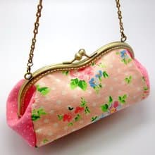 M形口金包 單肩包 口金手袋 - 粉紅玫瑰