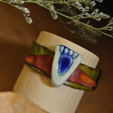 【 T - C 】手環 手鐲 皮革 牛皮 日本白瓷 瓷器  限量 自然釉色 無限看不膩色調 攝氏1350高溫燒製