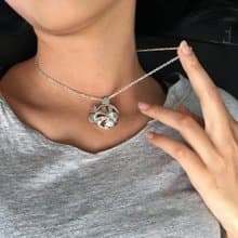 虎寶金旺~純銀十二生肖彌月墜飾項鍊,手作的詩小朋友第一件純銀飾