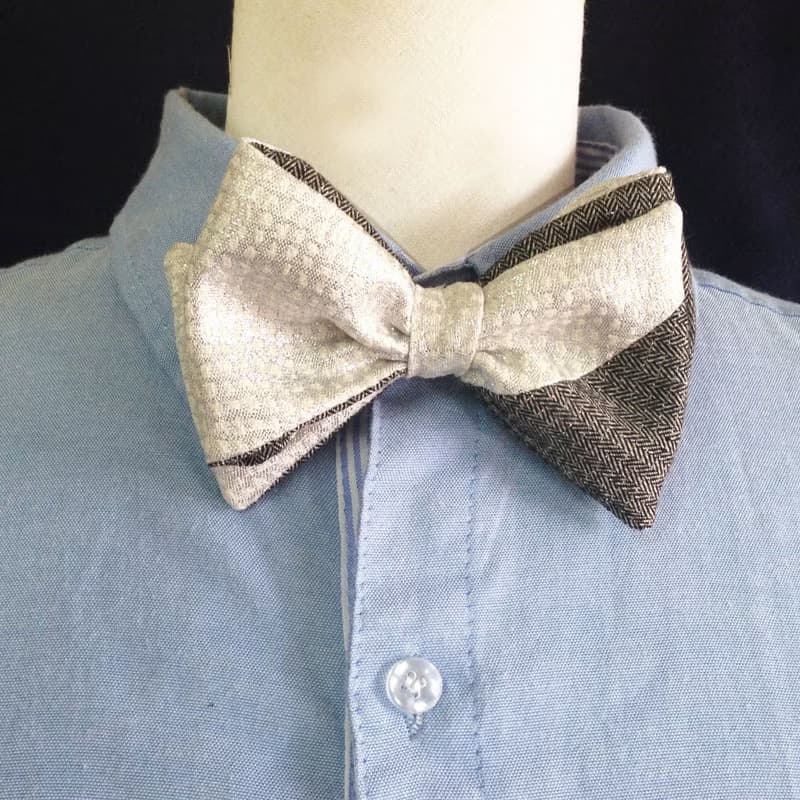 典雅銀白灰領結 bowtie - 雙面可用