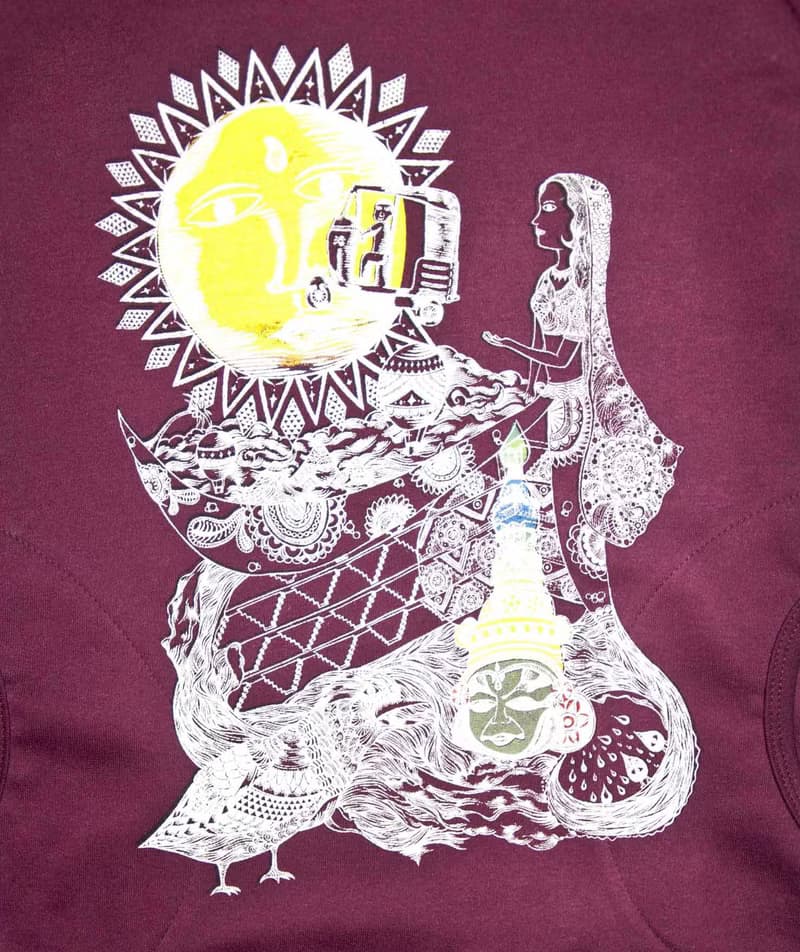 手感圓點連帽內刷毛上衣-從這裡，開始旅行吧!(酒紅)