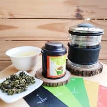 【無藏茗茶X台灣宜龍】簡單泡茶組_200ml黑色濾泡壺+18g炭焙烏龍