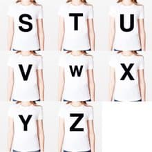 Big S T U V W X Y Z 女生短袖T恤-白色 英文字母 設計 文字 時尚