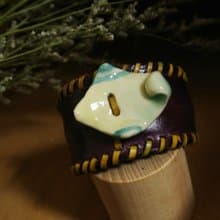 【 T - C 】手環 手鐲 皮革 牛皮 日本白瓷 瓷器  限量 自然釉色 無限看不膩色調 攝氏1350高溫燒製