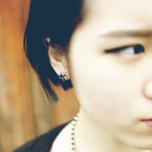 櫻花系列【黑櫻花】耳針式貼耳925純銀耳環(單顆/男生女生耳環)