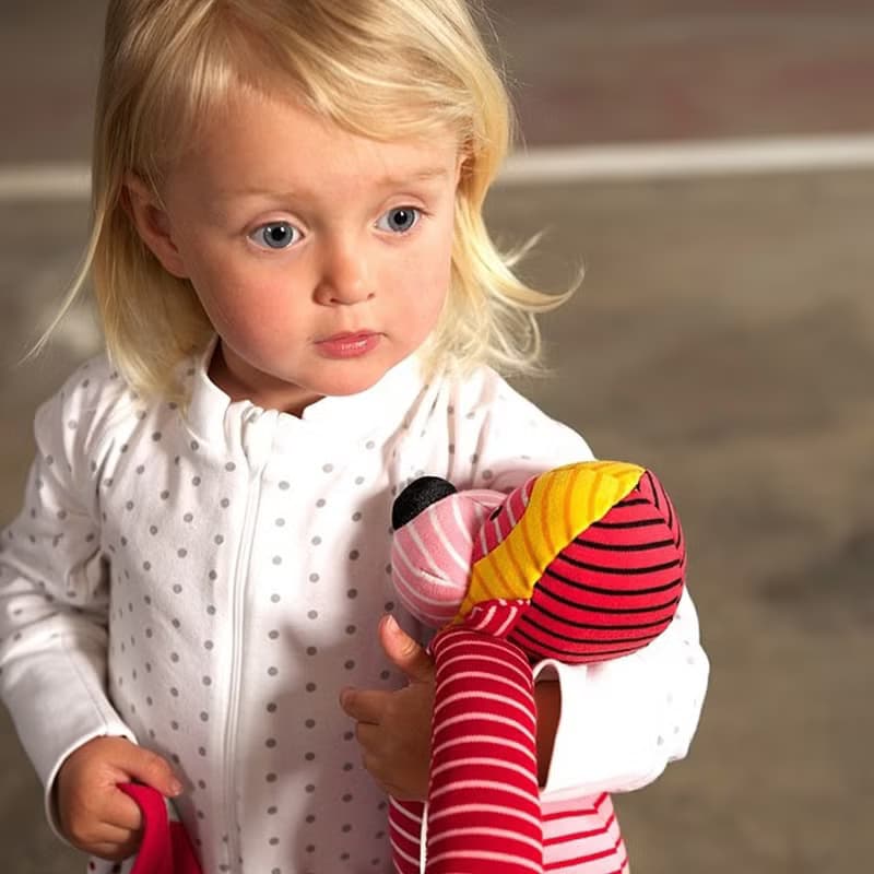 【贈禮盒包裝】北歐童裝瑞典有機棉小猴手工安撫玩具 紅