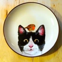 壁掛裝飾盤 / 點心盤系列－喵喵與胖胖鳥