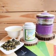 【無藏茗茶X台灣宜龍】簡單泡茶組_200ml紫色濾泡壺+18g金萱烏龍