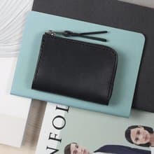 L型拉鍊短夾 / 零錢包 / 皮夾 -- 石黑色