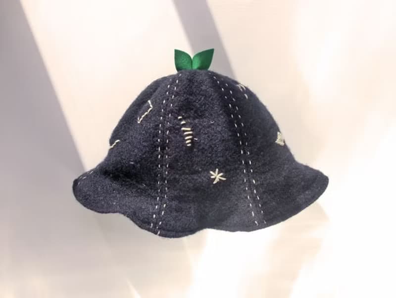 Grow Up! Wool Leaf Hat / Leaves & Nutrients (Navy)