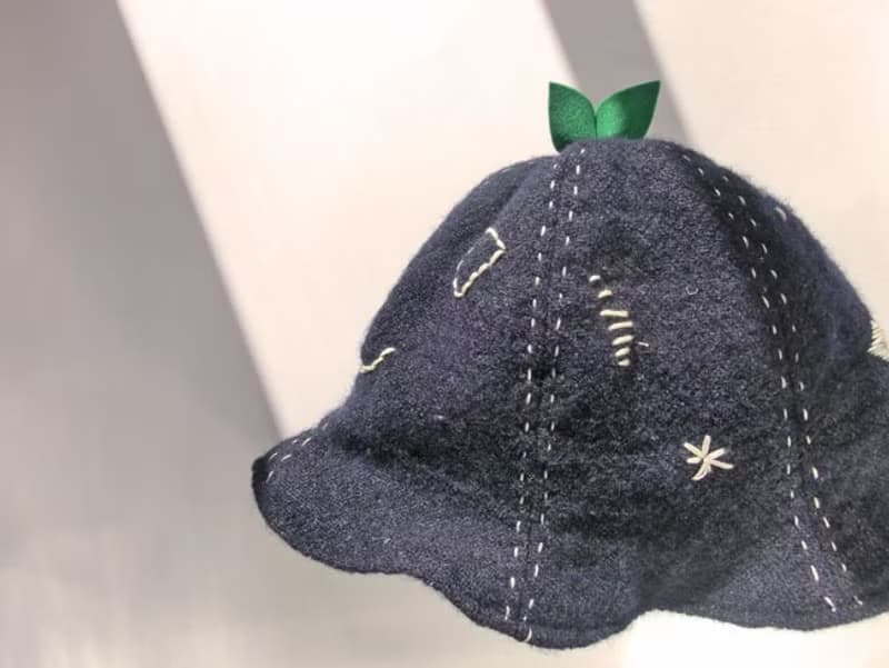 Grow Up! Wool Leaf Hat / Leaves & Nutrients (Navy)
