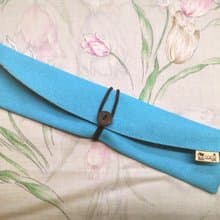 餐具組隨身收納袋 筷套-弧型(藍色素面帆布)F05-008