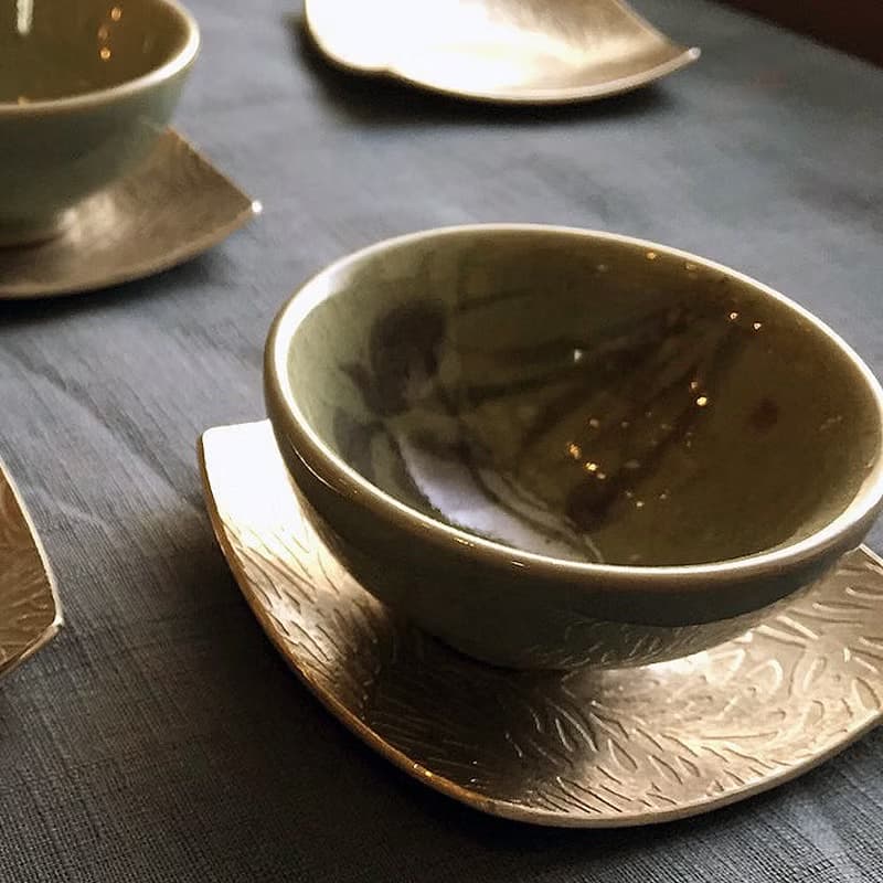 紋飾方形純錫杯托/小淺碟/一只~手作的詩,詩作茶語系列!