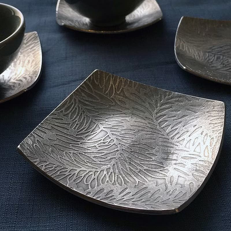 紋飾方形純錫杯托/小淺碟/一只~手作的詩,詩作茶語系列!