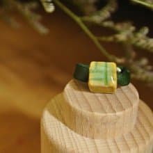 【 T -C 】戒指 皮革 牛皮 日本白瓷 瓷器  限量 自然釉色 無限看不膩色調 攝氏1350高溫燒製