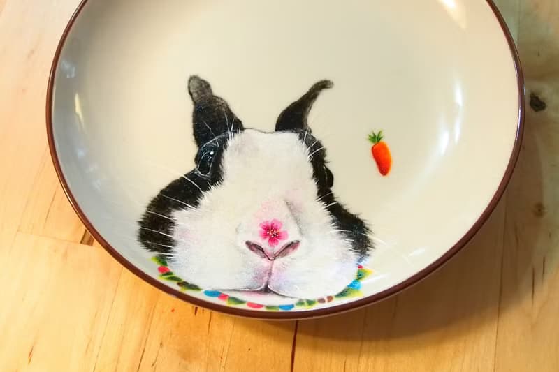 壁掛裝飾盤 / 點心盤系列－道奇兔也來鼻沾花