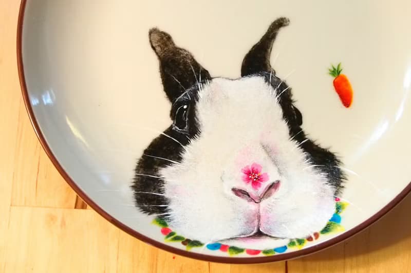 壁掛裝飾盤 / 點心盤系列－道奇兔也來鼻沾花